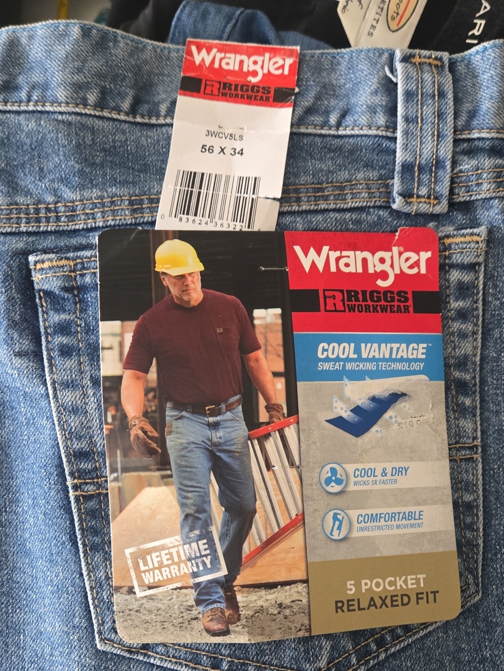 Wrangler Cool Vantage 5 Pocket Riggs Workwear Relaxed Fit Jeans  Size 56x34